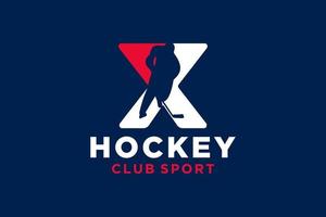 Vektor Initialen Brief x mit Eishockey kreativ geometrisch modern Logo Design.