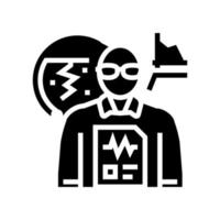 Seismologen Arbeiter Glyphe Symbol Vektor Illustration