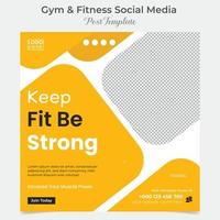 Fitness Fitnessstudio Sozial Medien Post und Platz Flyer Post Banner Vorlage Design vektor