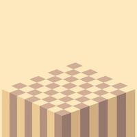 abstrakt bakgrund med en kub schackbräde. bakgrund för text och schack spel. en strategisk sporter spel. vektor illustration. en rutig styrelse tillverkad av trä med en tjocklek gående ner.