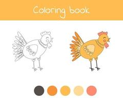 målarbok med söt husdjur kyckling. för barnens dagis, förskola och skolålder. vektor