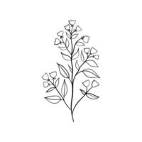 bell-blommor campanula - hand dragen vektor illustration av svart rader klocka blommor och knoppar på vit bakgrund. färgrik blommor ikoner uppsättning. vektor isolerat blommig element.