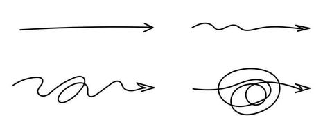 pil förvirrad linje. rörig klotter klottra ikon. komplex och enkel sätt. kaos linje Knut . vektor isolerat illustration