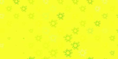 hellgrünes, gelbes Vektormuster mit Coronavirus-Elementen. vektor