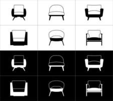 Sessel Symbole Satz. Vektor Illustration. schwarz und Weiß Farben.