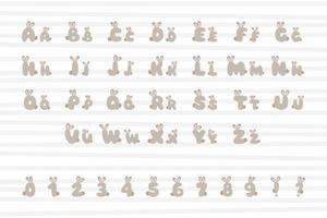 kanin alfabet i tecknad serie stil vektor