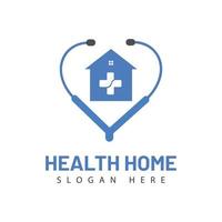 Zuhause Pflege Logo Design Vektor Vorlage auf Blau Farbe.