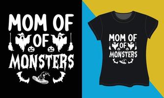 halloween svg t-shirt design, mamma av monster vektor