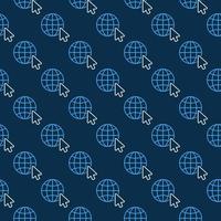 Maus Mauszeiger auf Globus Vektor Blau Linie nahtlos Muster