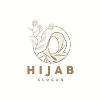 hijab logotyp, mode produkt vektor varumärke, muslim kvinnor hijab boutique design