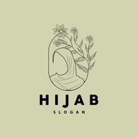 hijab logotyp, mode produkt vektor varumärke, muslim kvinnor hijab boutique design
