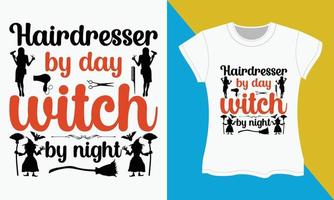 halloween t-shirt design, halloween svg skära filer design. frisör förbi dag häxa förbi natt vektor