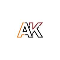 abstrakt brev ak logotyp design med linje förbindelse för teknologi och digital företag företag. vektor