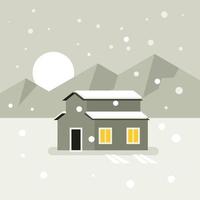 Vektor Bild von ein einsam Haus während Schneefall