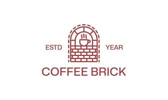lineart Kaffee Backstein Jahrgang Farbe Logo Design vektor