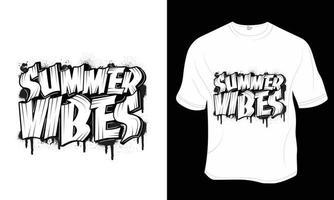 Sommer- Schwingungen, Sommer, Strand T-Shirt Design. bereit zu drucken zum Kleidung, Poster, und Illustration. modern, einfach, Beschriftung. vektor