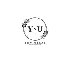 Initiale du Briefe Hand gezeichnet feminin und Blumen- botanisch Logo geeignet zum Spa Salon Haut Haar Schönheit Boutique und kosmetisch Unternehmen. vektor