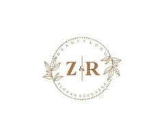 Initiale zr Briefe schön Blumen- feminin editierbar vorgefertigt Monoline Logo geeignet zum Spa Salon Haut Haar Schönheit Boutique und kosmetisch Unternehmen. vektor