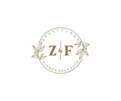 Initiale zf Briefe schön Blumen- feminin editierbar vorgefertigt Monoline Logo geeignet zum Spa Salon Haut Haar Schönheit Boutique und kosmetisch Unternehmen. vektor