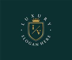 Royal Luxury Logo-Vorlage mit anfänglichem iv-Buchstaben in Vektorgrafiken für Restaurant, Lizenzgebühren, Boutique, Café, Hotel, Heraldik, Schmuck, Mode und andere Vektorillustrationen. vektor