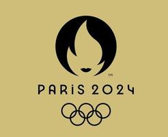 Paris 2024 olympisch Spiele offiziell Logo schwarz Symbol abstrakt Design Vektor Illustration mit braun Hintergrund