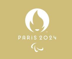 Paris 2024 paralympisch Spiele offiziell Logo Weiß Symbol abstrakt Design Vektor Illustration mit braun Hintergrund