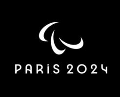 paralympisk spel paris 2024 logotyp officiell vit symbol abstrakt design vektor illustration med svart bakgrund