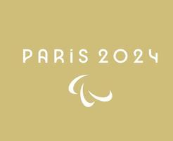 paralympisk spel paris 2024 officiell logotyp vit symbol abstrakt design vektor illustration med brun bakgrund