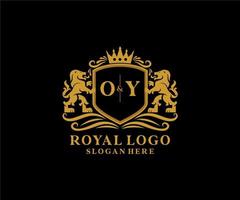 Initial Oy Letter Lion Royal Luxury Logo Vorlage in Vektorgrafiken für Restaurant, Lizenzgebühren, Boutique, Café, Hotel, Heraldik, Schmuck, Mode und andere Vektorillustrationen. vektor