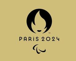 paris 2024 paralympisk spel officiell logotyp svart symbol abstrakt design vektor illustration med brun bakgrund