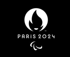 paris 2024 paralympisk spel officiell logotyp vit symbol abstrakt design vektor illustration med svart bakgrund