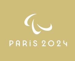 paralympisk spel paris 2024 logotyp officiell vit symbol abstrakt design vektor illustration med brun bakgrund