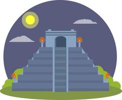 mayan pyramid. gammal amerikan kultur. byggnad i grön djungel. turist attraktion av Mexiko. stegad övergiven tempel. ett gammal mystisk civilisation. tecknad serie platt illustration vektor