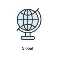 global Vektor füllen Gliederung Symbole. einfach Lager Illustration Lager