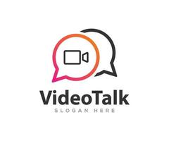 modern video chatt konferens logotyp design mall vektor