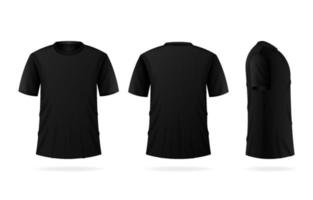 3d realistisk svart t-shirt mall vektor