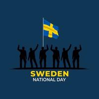 sveriges nationaldag. firades årligen den 6 juni i sverige. glad nationell helgdag av frihet. svensk flagga. vektor