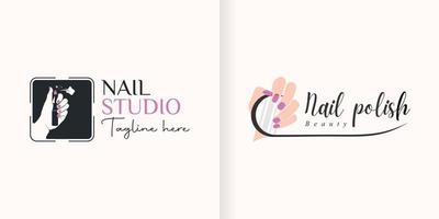 Schönheit Nagel Salon Logo Illustration Sammlung vektor