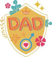 Lycklig fars dag kort skydda platt symbol klistermärke illustration design vektor
