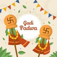 gudi padwa platt bakgrundsdesign vektor