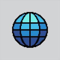 Pixel Kunst Illustration Netz Symbol. pixelig Webseite Symbol. Globus Webseite Symbol pixelig zum das Pixel Kunst Spiel und Symbol zum Webseite und Video Spiel. alt Schule retro. vektor