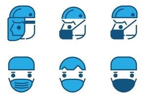 enkel uppsättning bär skyddande ansiktsmask ikoner för din design vektor