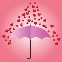 Valentinskarte mit einem kleinen roten Herzen. Herzrot fällt auf den Regenschirm. Vektorillustration vektor