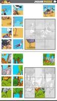 Puzzle Puzzle Spiel einstellen mit Karikatur wild Tier Zeichen vektor