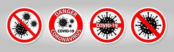 varningstecken, försiktighetsutbrott coronavirus covid 19 vektor