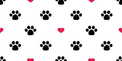 Hund Pfote nahtlos Muster Vektor Herz Valentinstag isoliert Katze Pfote rot Hündchen Kätzchen Symbol Fuß drucken Hintergrund Fliese Hintergrund Illustration