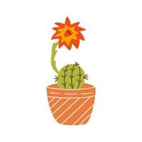 bezaubernd Blühen Kaktus im ein Topf. Vektor Gekritzel Clip Kunst