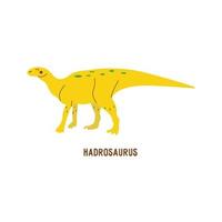 Dinosaurier Gelb Hadrosaurus. isoliert Vektor Hand gezeichnet