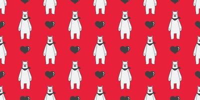 Bär nahtlos Muster Vektor Polar- Bär isoliert Herz Valentinstag Schal Hintergrund Hintergrund schwarz