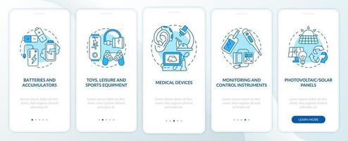 E-Trash-Kategorien Onboarding Mobile App-Seitenbildschirm mit Konzepten vektor